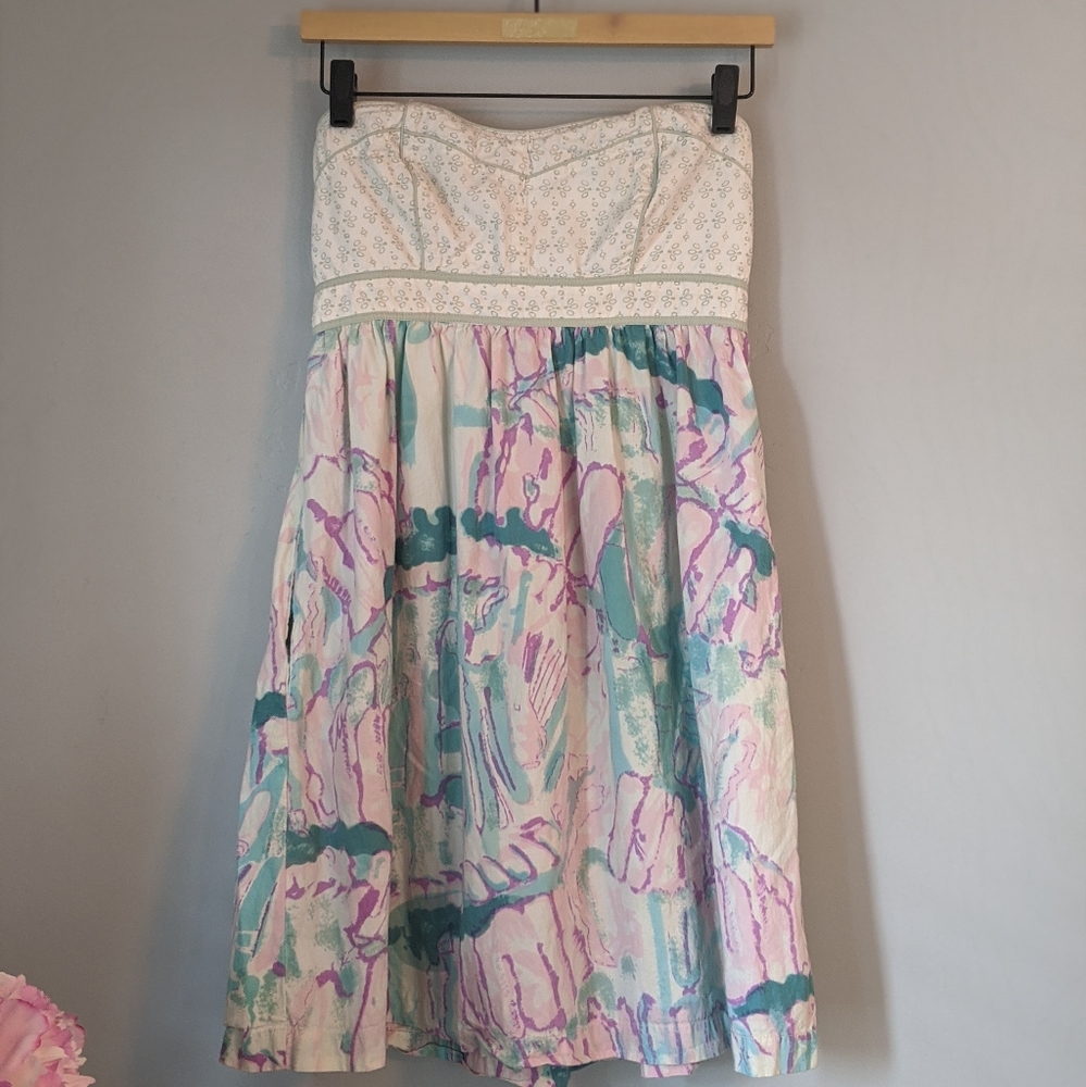 Urban Outfitters Kimchi Blue l Strapless Watercolor Print D… - Picture 2 of 11